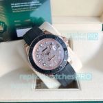 Swiss Quality Rolex Yacht-Master 8215 Watch Rose Gold Case Diamond Face Rubber Strap 